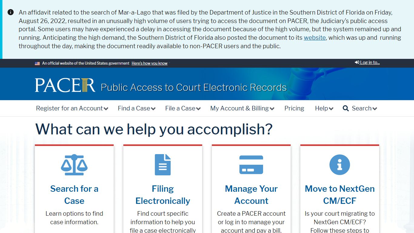 Public Access to Court Electronic Records | PACER: Federal Court Records